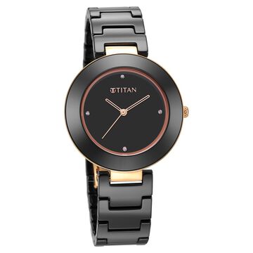 Titan Purple Ceramics Black Dial Analog Ceramic Strap watch for Women
