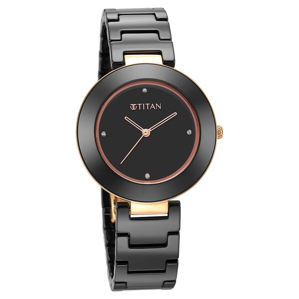 Titan Purple Ceramics Black Dial Analog Ceramic Strap watch for Women - image number 0