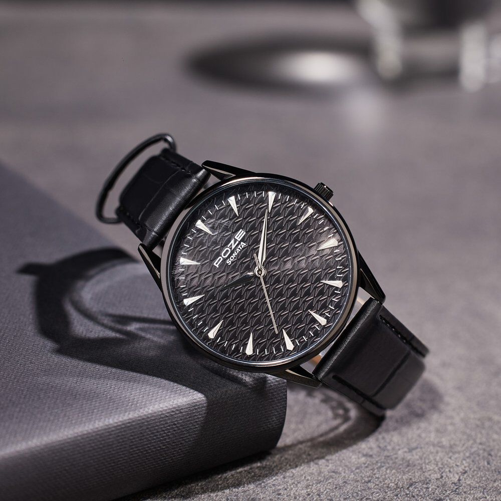 Buy Online Sonata Poze Quartz Analog Black Dial Black Color
