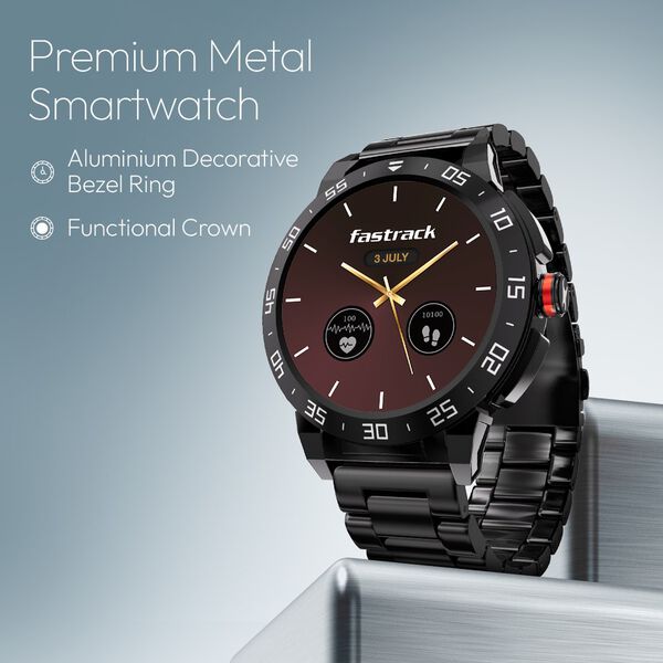 Fastrack Magnus FX3 Luxury Metal Smartwatch Premium Top Ring Design comes with High Definition 3.7 cm UltraVU Display With Silver Strap - image number 2