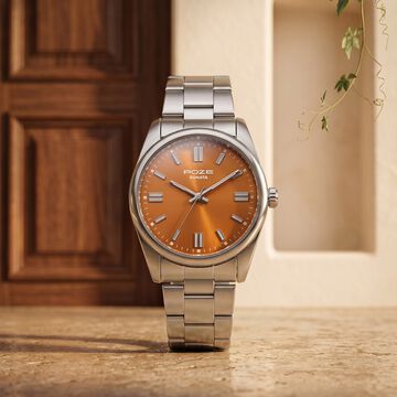 Poze Poze Quartz Analog Brown Dial Silver Metal Strap Watch For Men