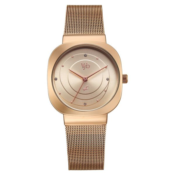 Fastrack Vyb Mirage Quartz Analog Rose Gold Dial Metal Strap Watch For Girls - image number 1