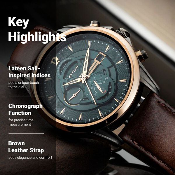 Titan Men's Maritime Pro Lateen Sail Chronograph Watch - image number 2