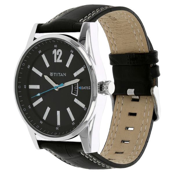 Titan Analog with Date Black Dial Leather Strap watch for Men - image number 1