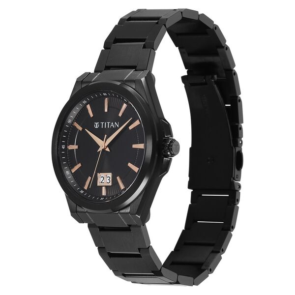 Titan Classique Big Date Analog with Black Dial Black Stainless Steel Strap Watch for Men - image number 4