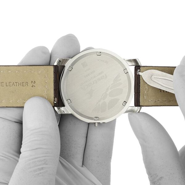 24 mm Brown Genuine Leather Strap for Men - image number 6