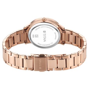 Titan Glamour Quartz Analog Mother Of Pearl Dial Rose Gold Stainless Steel Strap Watch For Women