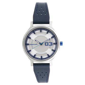 Fastrack Loopholes Quartz Analog White Dial Leather Strap Watch for Girls
