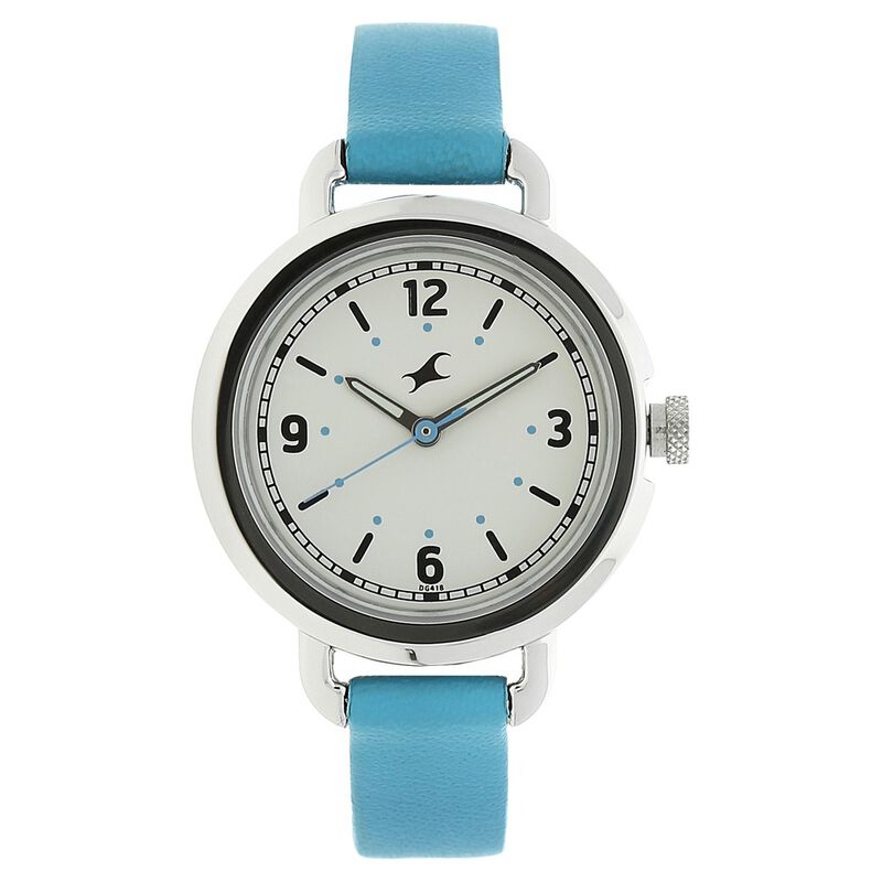 Fastrack Bare Basics Quartz Analog White Dial Leather Strap Watch for Girls