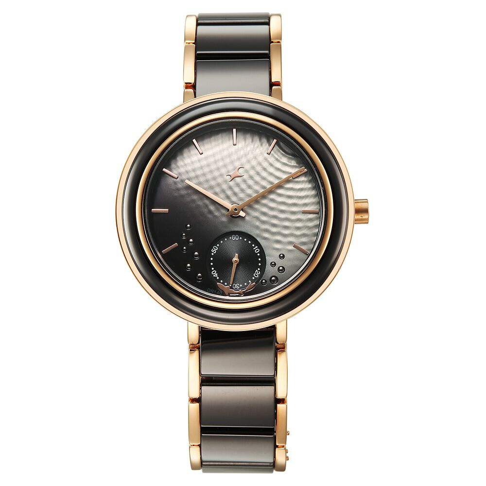 Fastrack Oceanyx - Ceramic Quartz Analog Black Dial Two Toned Strap Watch For Girls-image-2
