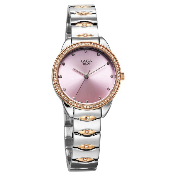 Titan Raga Showstopper Quartz Analog Purple Dial Two Toned Metal Strap Watch For Women - image number 1