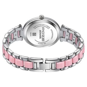 Sonata Poze Quartz Analog Pink Mother Of Pearl Dial Bimetal Strap Watch For Women