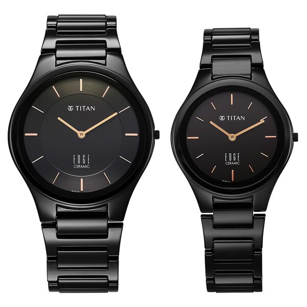 Titan Edge Pair Black Dial Analog Ceramic Strap watch for Couple - image number 0