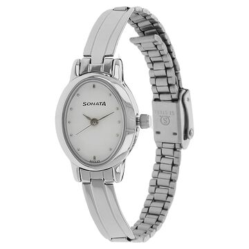 Sonata Quartz Analog White Dial Stainless Steel Strap Watch for Women