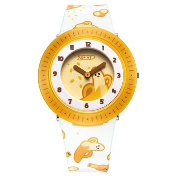 Zoop Analog Watch with Yellow Dial & White Strap for Girls Kids, from House of Titan
