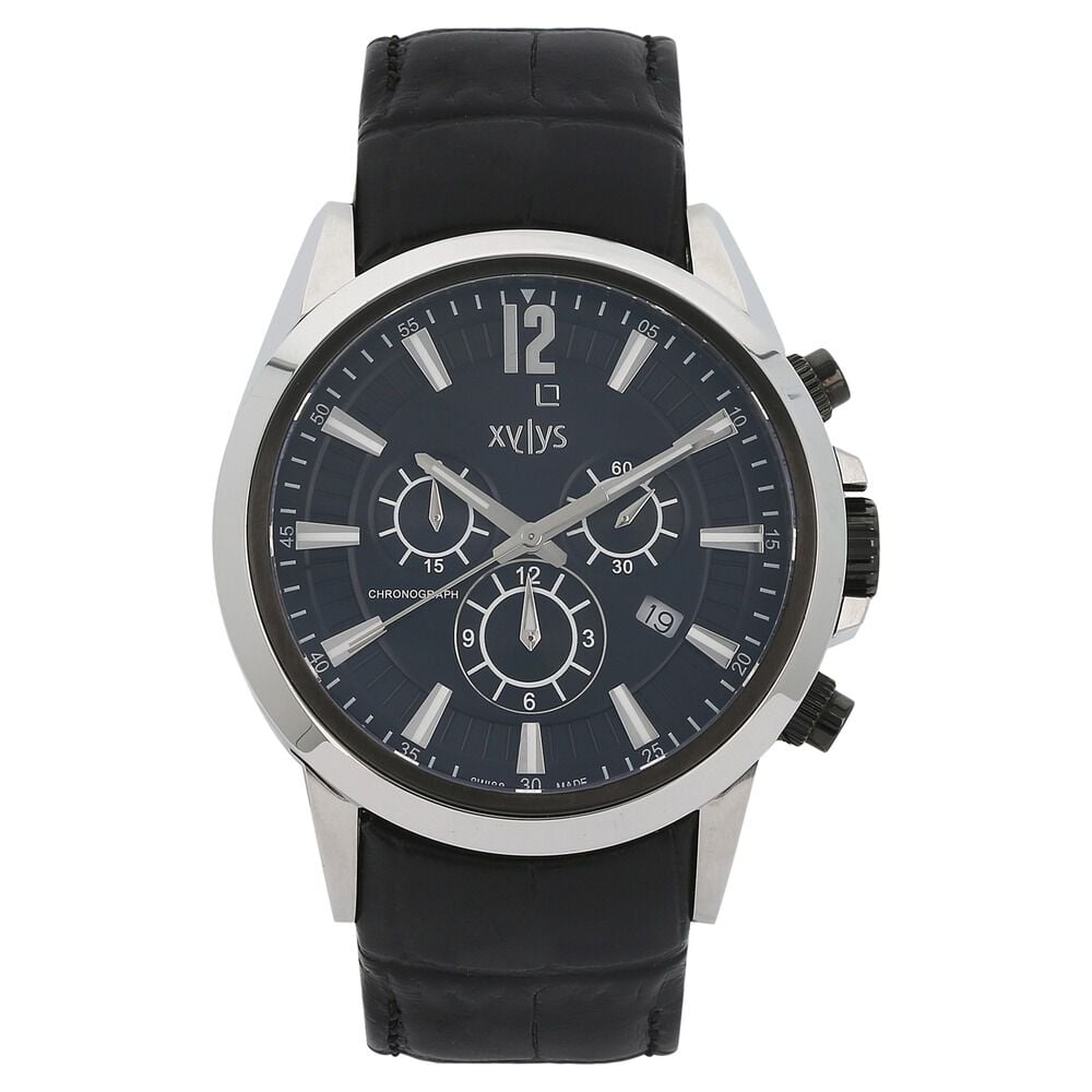 Buy Online Xylys Swiss Chronograph Black Leather Strap and Black