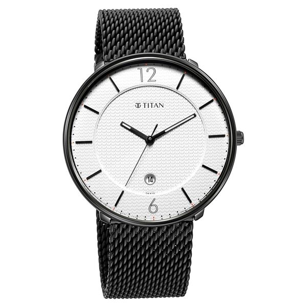 Titan Minimals White Analog with Date Stainless Steel Strap watch for Men - image number 1