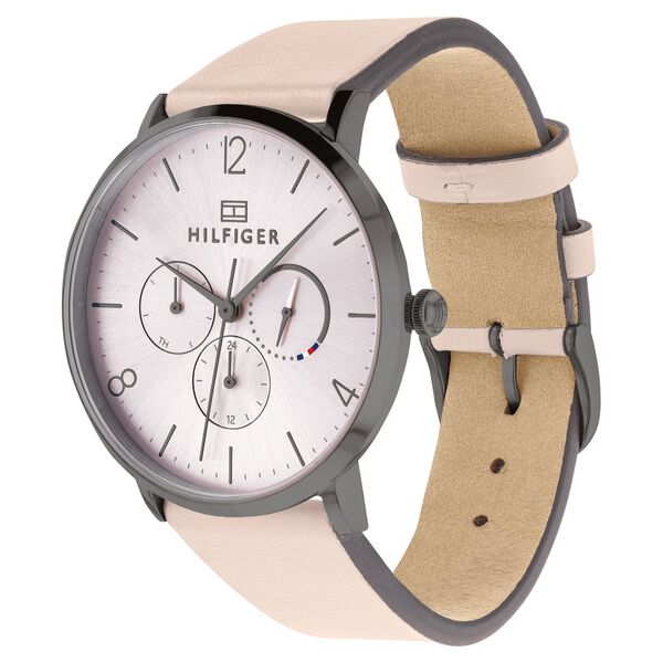 Tommy Hilfiger Quartz Multifunction Pink Dial Leather Strap Watch for Women - image number 1