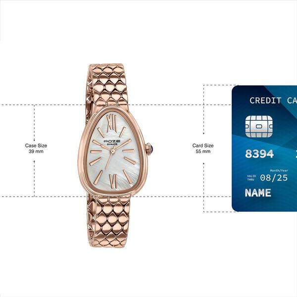 Sonata Poze Quartz Analog Mother of Pearl Dial Rose Gold Metal Strap Watch For Women - image number 3