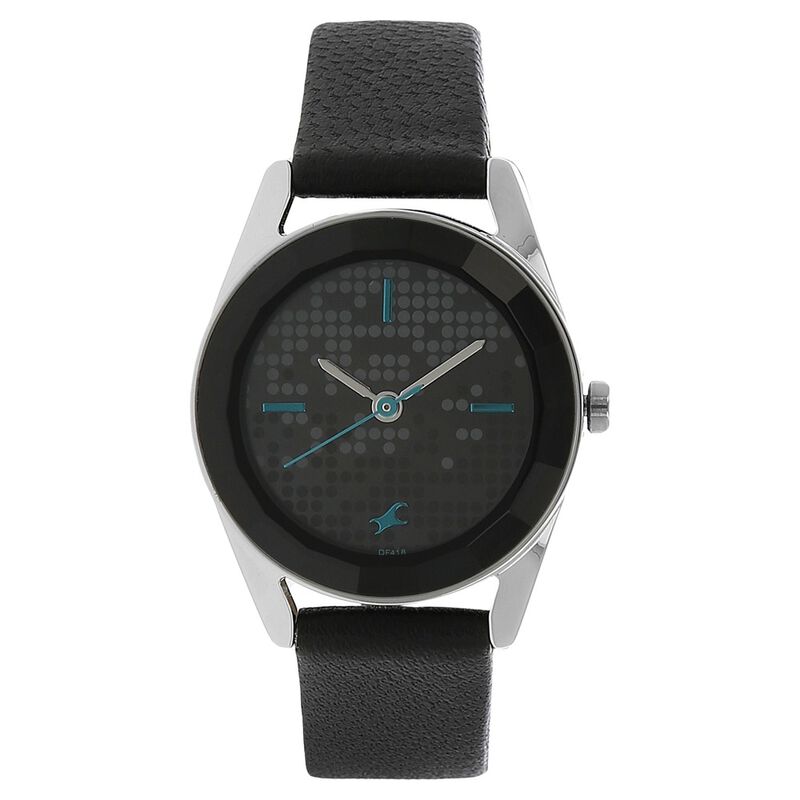 Fastrack Quartz Analog Black Dial Leather Strap Watch for Girls