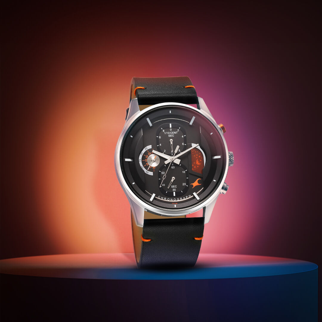 Buy Online Fastrack Opulence Sun Moon Chronograph Black Dial Black