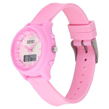 Zoop Ana-Digi Watch with Silver Dial & Pink Strap for Girls Kids, from House of Titan