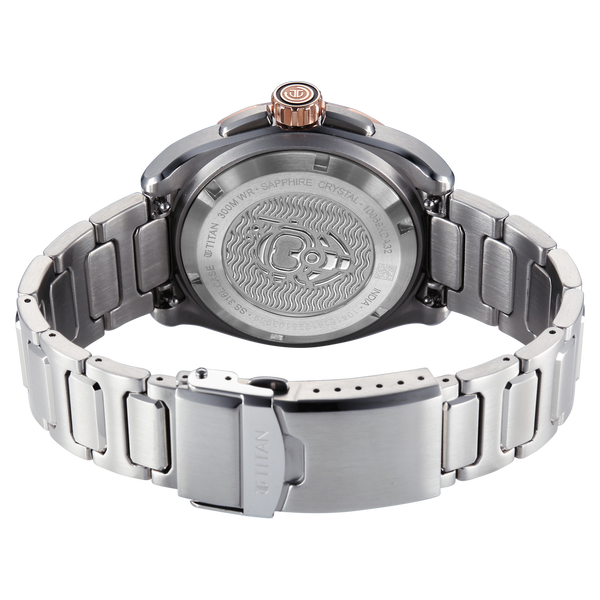 Titan Zero Hour Diver's 300m Automatic Analog with Black Dial Silver Stainless Steel & Black FKM Strap Watch for Men - image number 6