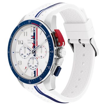 Tommy Hilfiger Quartz Chronograph White Dial White Silicone Strap Watch For Men