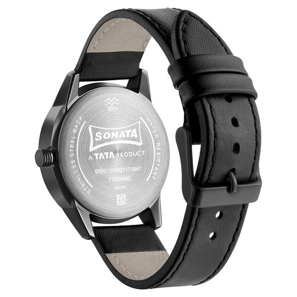 Sonata Quartz Multifunction Blue Dial Leather Strap Watch for Men - image number 3