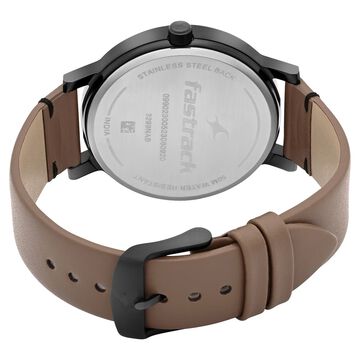 Fastrack Crush Quartz Analog Black Dial Leather Strap Watch for Guys