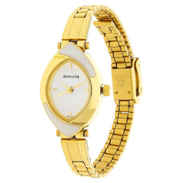 Sonata Quartz Analog White Dial Stainless Steel Strap Watch for Women - image number 1