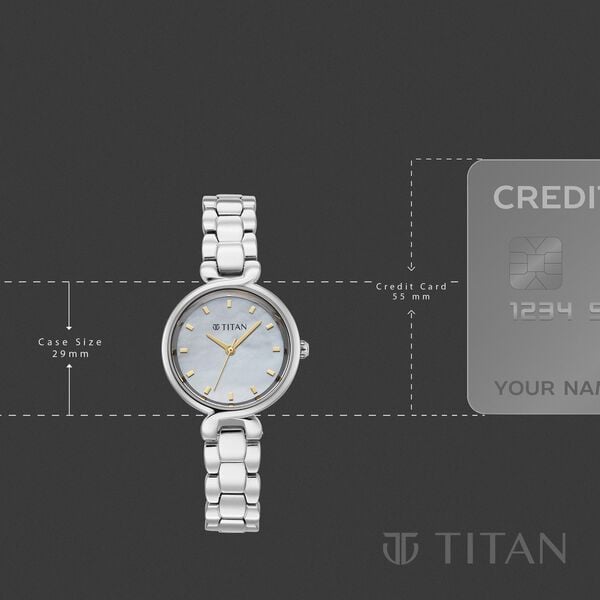Titan Workday Edit Quartz Analog Mother Of Pearl Dial Silver Stainless Steel Strap Watch For Women - image number 3