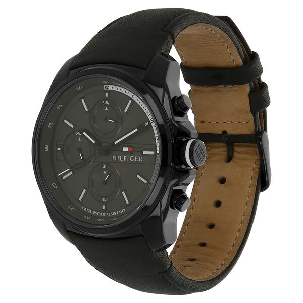 Tommy Hilfiger Quartz Multifunction Black Dial Leather Strap Watch for Men - image number 1