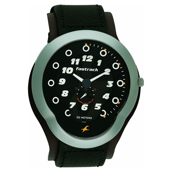 Fastrack Quartz Analog Black Dial Leather Strap Watch for Guys - image number 0