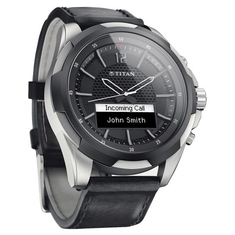 Buy Online Titan JUXT Black Dial Ana Digi Leather Strap watch for