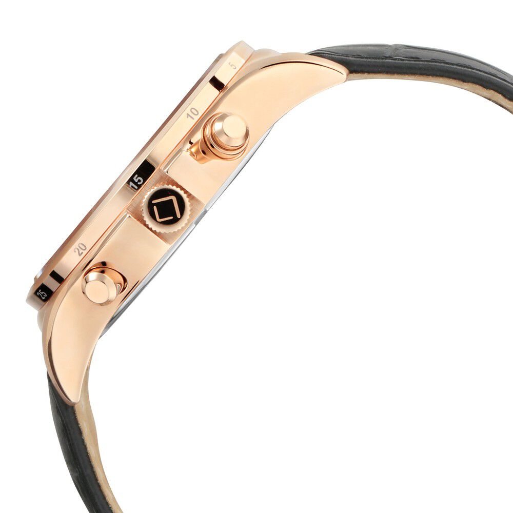 Buy Online Xylys Quartz Chronograph Black Dial Black Leather Strap