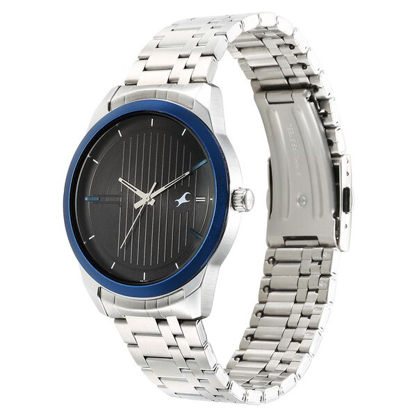 Fastrack Stunners Quartz Analog Black Dial Silver Stainless Steel Strap Watch For Guys - image number 2
