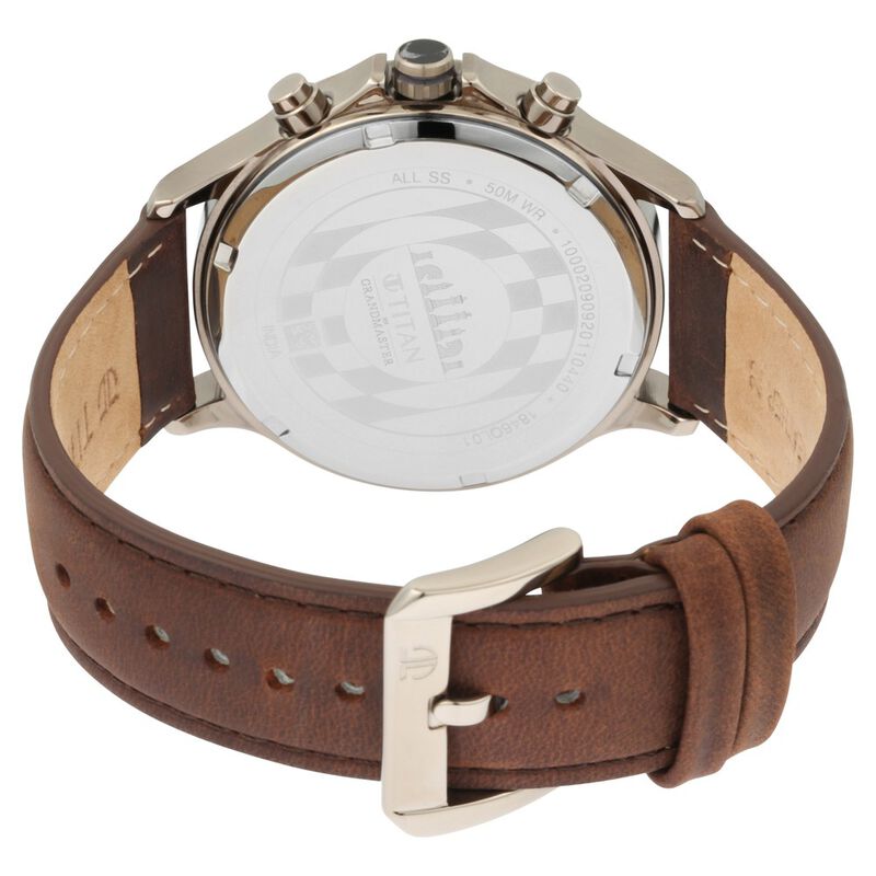 Titan Grandmaster Brown Dial Quartz Multifunction Leather Strap watch for Men - image number 4