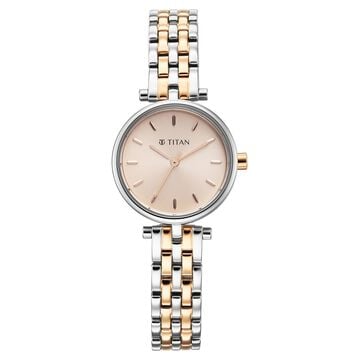 Titan Workday Edit Quartz Analog Pink Dial Two Toned Stainless Steel Strap Watch For Women