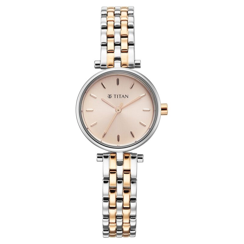 Titan Workday Edit Quartz Analog Pink Dial Two Toned Stainless Steel Strap Watch For Women