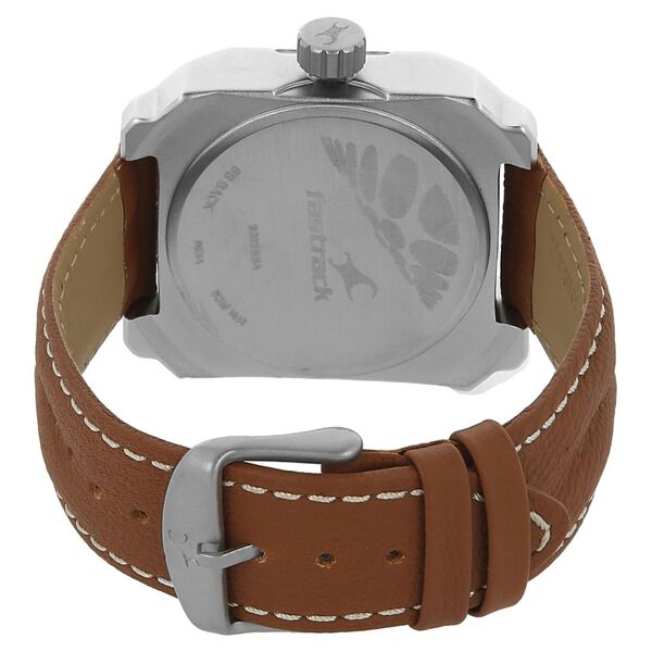 Fastrack Commando Quartz Analog White Dial Leather Strap Watch for Guys - image number 3