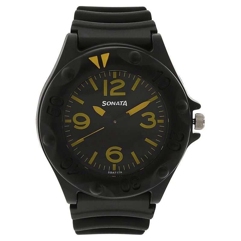 SF Quartz Analog Black Dial Plastic Strap Watch for Men - image number 0