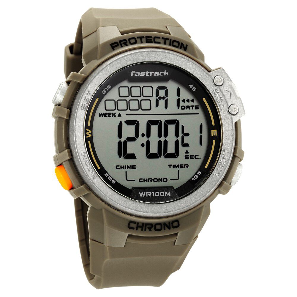 Buy Online Fastrack Streetwear Digital Grey Dial Silicone Strap Watch for Guys ns38068pp04 Titan