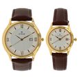 Titan Quartz Analog with Date Silver Dial Leather Strap Watch for Couple - image number 0
