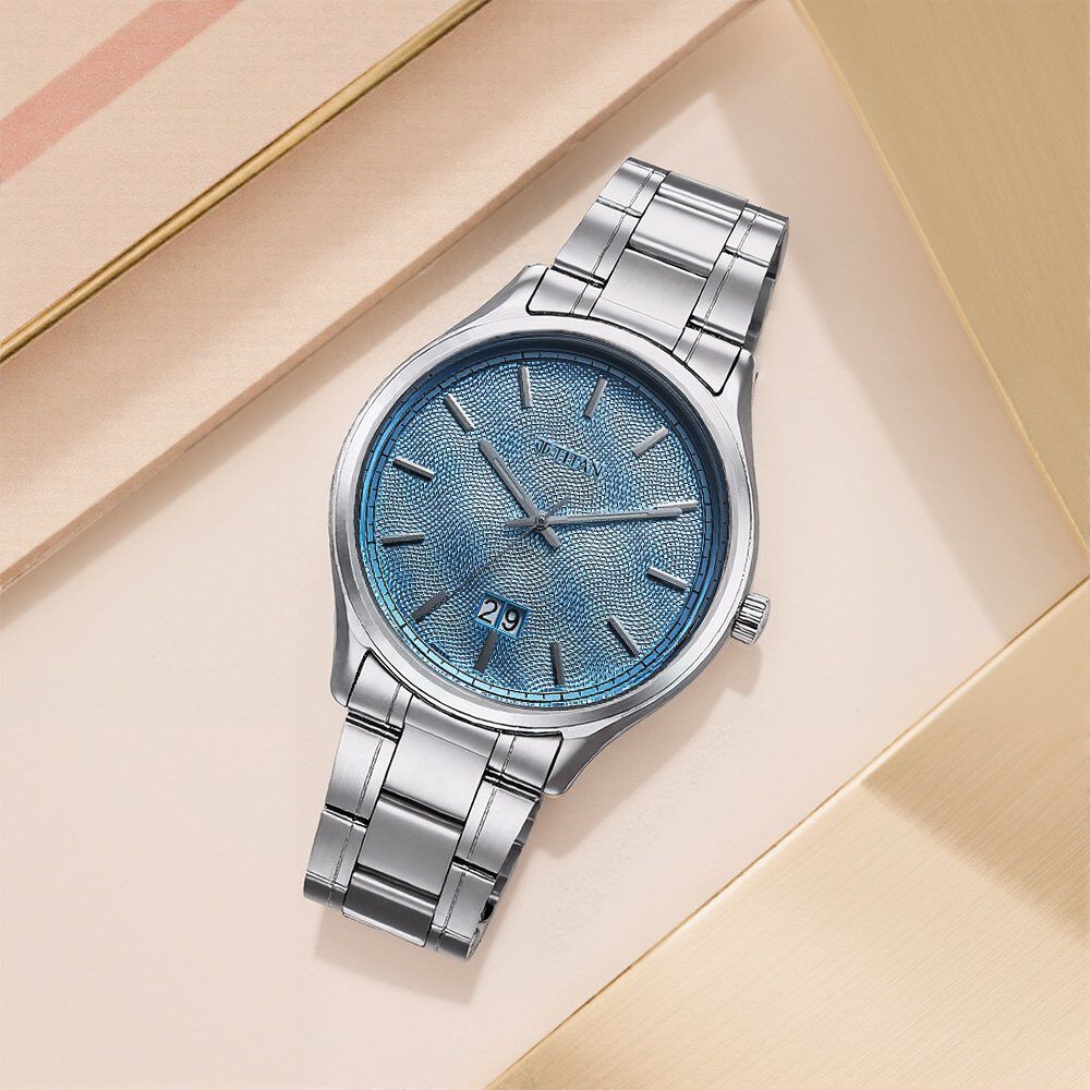 Titan Palette Of Time Quartz Analog with Date Blue Dial Stainless Steel Strap Watch For Men-picture-14
