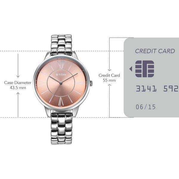 Titan Neo Quartz Analog Rose Gold Dial Silver Metal Strap Watch For Women - image number 3