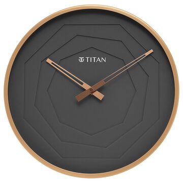 Titan Metallic Wall Clock with rose Gold Frame and Multi-layered Grey Dial 30 cm x 30 cm (Medium Size)
