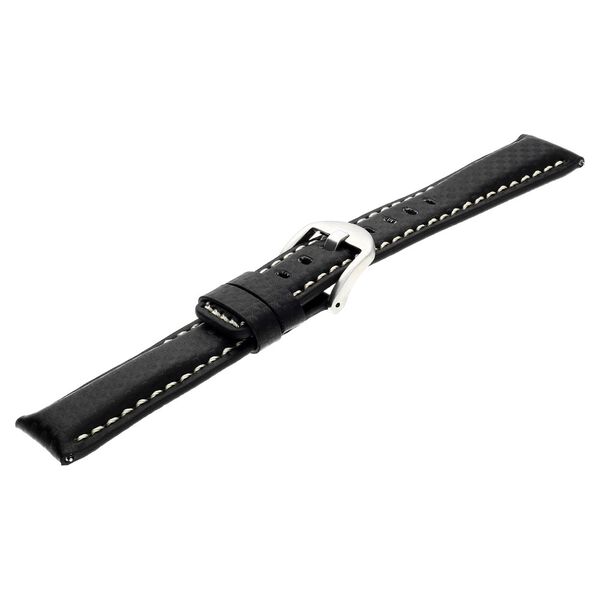 22 mm Black Genuine Leather Straps for Men - image number 3