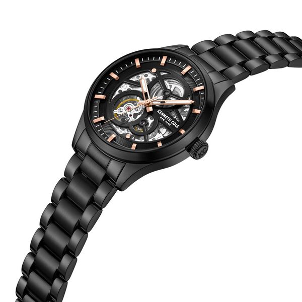 Kenneth Cole Automatic Black Round Dial Black Stainless Steel Strap Watch For Men - image number 3