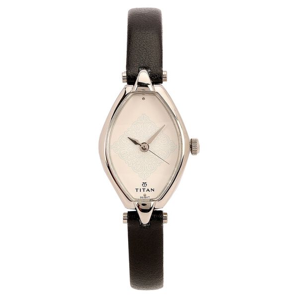 Titan Quartz Analog White Dial Leather Strap Watch for Women - image number 0